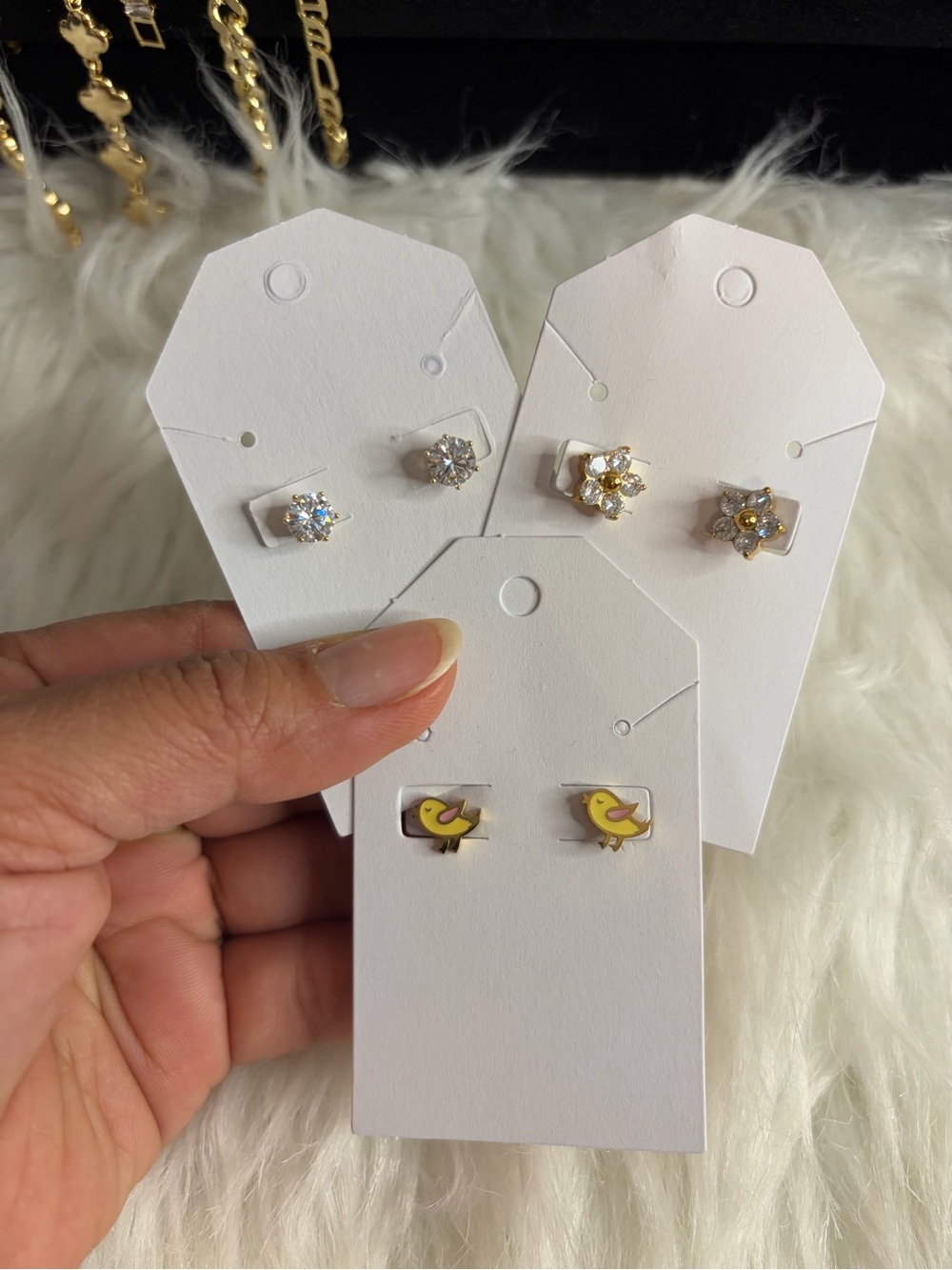 Gold and Yellow Bird & Crystal Stud Earring Set - Women Jewelry